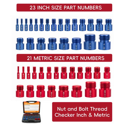 🔧 Nut & Bolt Thread Checker Kit – Inch & Metric Size Gauge Set