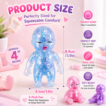 【Summervibes】3 Pack Baby Squishies Glittery Slow Rising Fidget Toys