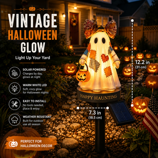 TODAY'S SPECIAL OFFER-50% OFF 🔥🎃 Solar Vintage Patchwork Ghost Garden Light