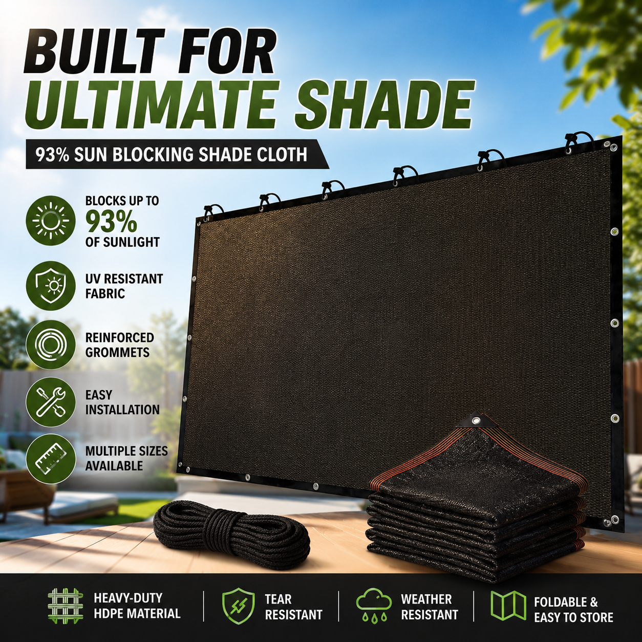 93% Blackout Shade Cloth | Stay Cool Outdoors All Summer Long