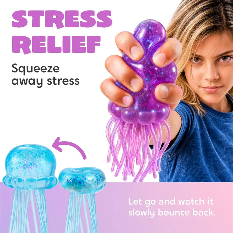🪼 3-Pack Glitter Jellyfish Squishy Toys – Slow-Rising Sensory Fun