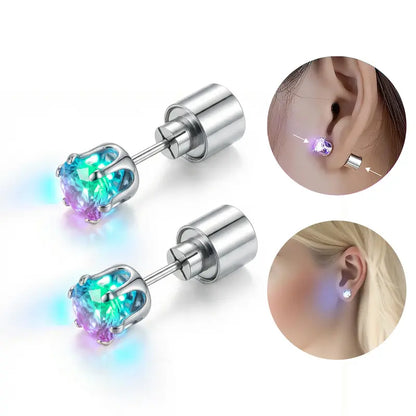 LED Earrings, Light Up Stud Earrings, Glowing Diamond Crown Pendant Earring for Women and Men, LED Jewelry for Party, Wedding, Birthday, Night Out, Disco, Festival