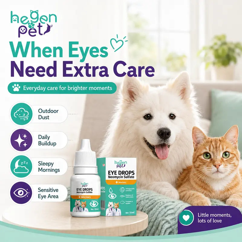 🐾 Hegen Pet Neomycin Sulfate Eye Drops – 10ml Eye Care for Dogs & Cats