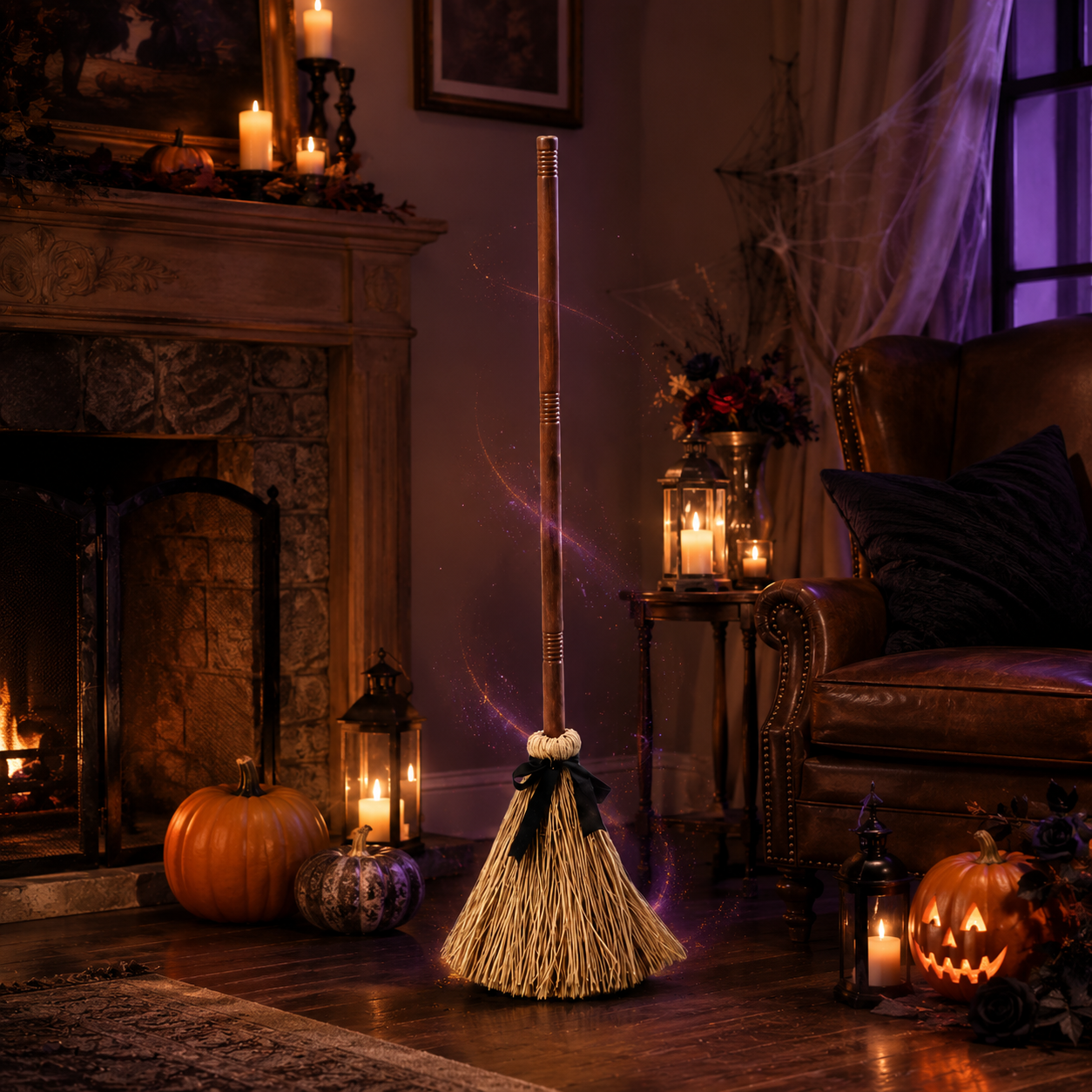 🧹 Animated Witch Broom Halloween Decor