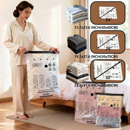 ✈️ Vacuum Compression Storage Bags Set – Pack More, Travel Lighter & Save Closet Space