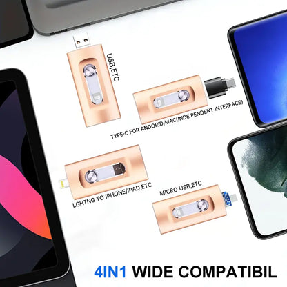 💾 4-in-1 High-Speed Flash Drive – Easy Backup for iPhone, Android & PC