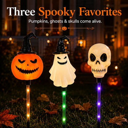 🎃 Solar Halloween Pathway Stake Lights with Pumpkins, Ghosts & Skulls 👻