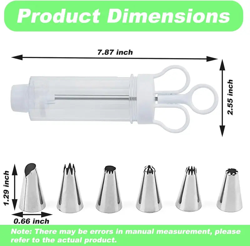 1Set Stainless Steel Cake Decorating Gun Kit with 6 Icing Nozzles - Cupcake Injector Piping Set for Cake & Deviled Egg Decoration, Pastry Icing Tools kitchen gadgets