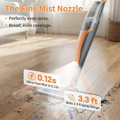 2-in-1 Microfiber Spray Mop with 420ml Refillable Bottle & 4 Washable Pads