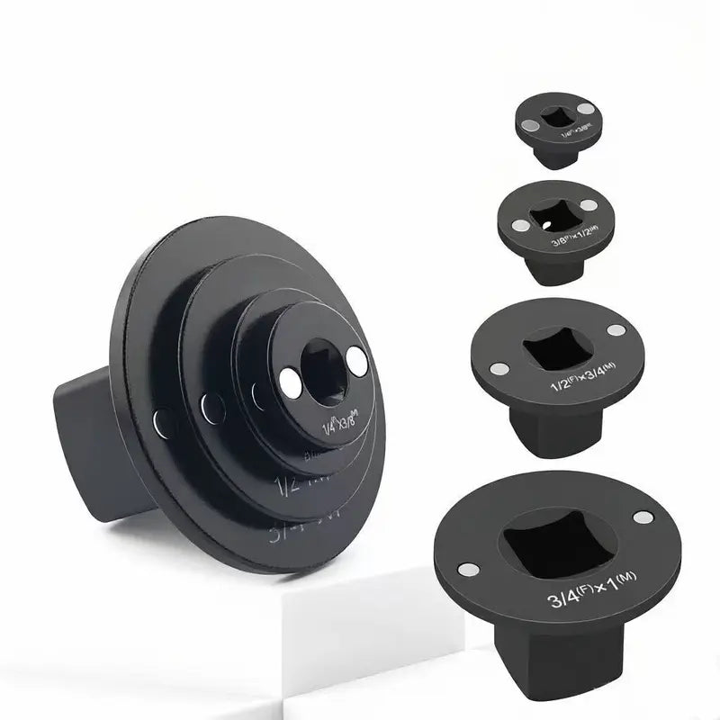 4-PC Impact Socket Adapter Set – 1/4" to 1" Drive Conversion Kit, Cr-Mo Alloy Steel, 1/4"(F)x3/8"(M), 1/2"(F)x3/4"(M), 1/2"(M)x3/8"(F), 3/8"(M)x1/4"(F) for Impact Wrench & Ratchet