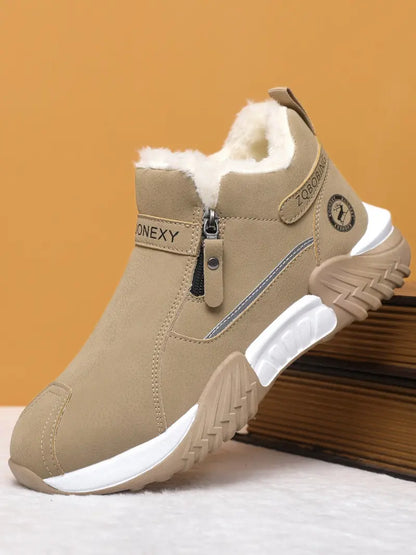 ❄️ Cozy Fleece-Lined Winter Ankle Boots – Warm Side-Zip Snow Shoes for Everyday Comfort