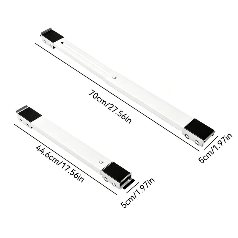Adjustable Telescopic Heavy Duty Metal Frame Appliance Moving Dolly 2-Pack, Lockable Wheels Roller Stand for Washer Dryer, Low Profile 4cm Height, Heavy Load Fit for 44.6-70cm Appliances