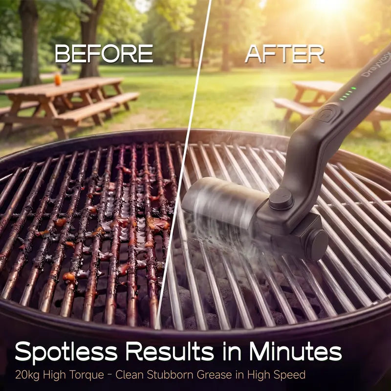 🔥 2-in-1 Cordless Electric Grill Brush & Spin Scrubber