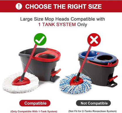 🧹 Microfiber Spin Mop Refills + Scrub Brush Set – Fits O-Cedar EasyWring 1-Tank System