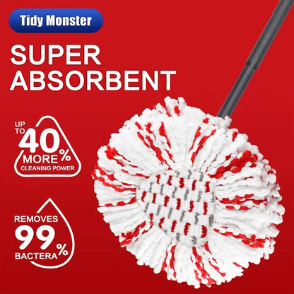 🧼 3-Pack 2-in-1 Scrubbing Spin Mop Replacement Heads