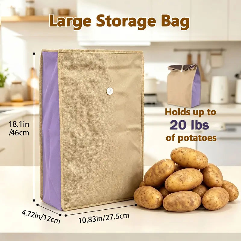 🥔 Keep-Fresh Potato & Onion Storage Bag – Breathable, Light-Blocking & Reusable