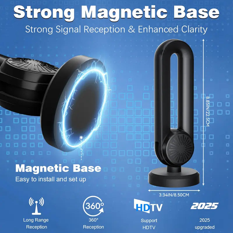 📺 Magnetic HD TV Antenna – Free Local Channels, No Monthly Fees