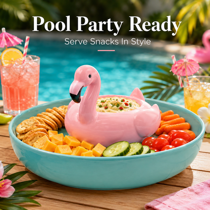 10 Strawberry Street Flamingo Pool Float Chip and Dip Platter