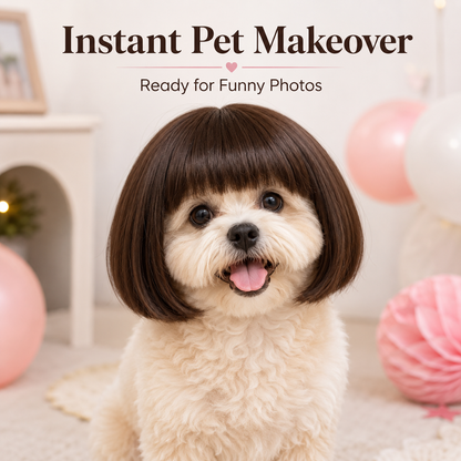 Cute Short Hair Wig Pet Headband, Funny Pet Wig Hair Accessories for Dogs & Cats