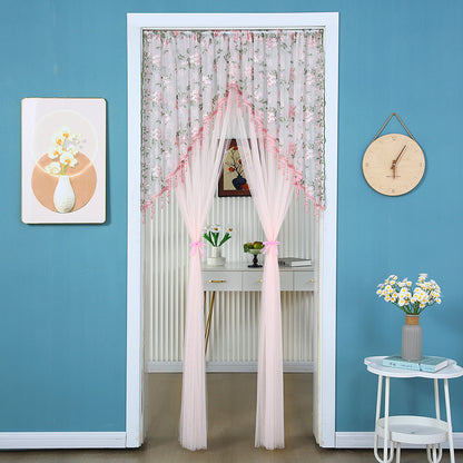 🌸 Extra-Wide Embroidered Beaded Doorway Curtain – Romantic Sheer Tie-Back Divider