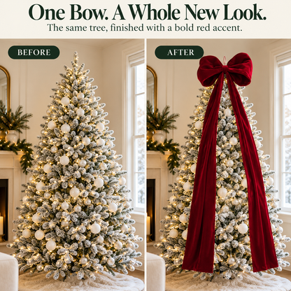 ✨ 50% OFF: Oversized Velvet Christmas Bow – Rich Red Texture & Dramatic Long Tails