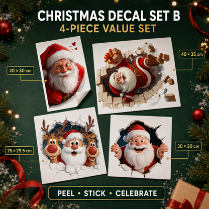 🎅 3D Santa Christmas Wall Decal | Festive Holiday Decor