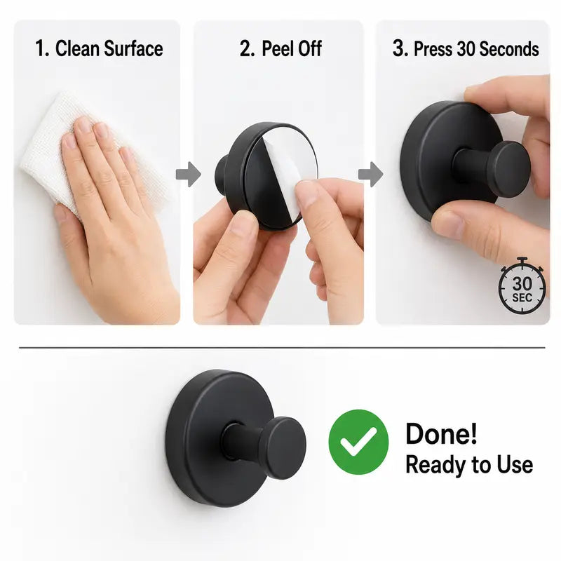 8PCS Heavy Duty Adhesive Wall Hooks – No Drill, Waterproof & Damage-Free Storage Solution