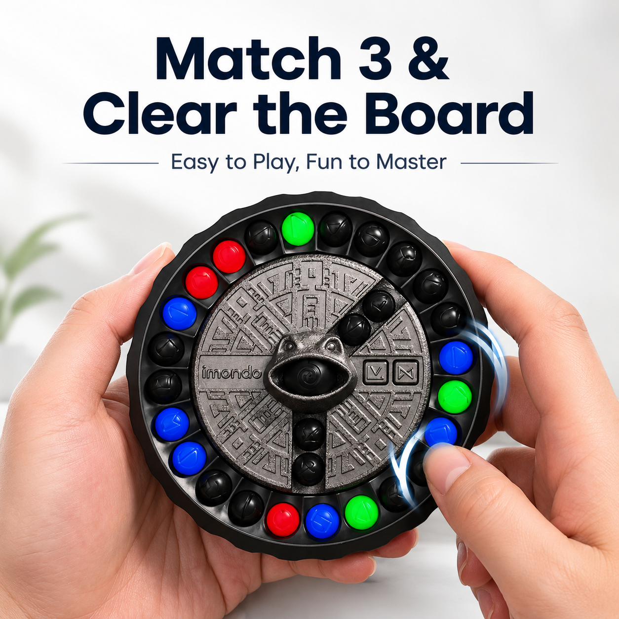 IMONDO Gem Rotating Puzzle Game, 3 in 1 Elimination Brain Teaser Toy, Focus Training Logic Brain Game, Family Interactive Board Game, Stress Relief Fidget Toy for Kids & Adults