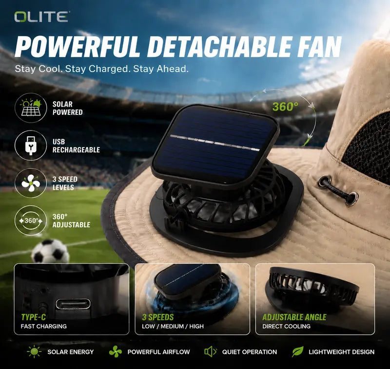Solar Powered Cooling Fan Hat | Wide Brim Sun Protection Hat for Fishing, Hiking & Outdoor Work