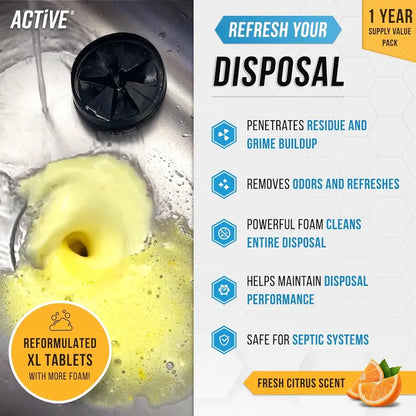 🫧 24-Pack Foaming Garbage Disposal Cleaner Tablets – Removes Odors & Freshens Your Sink