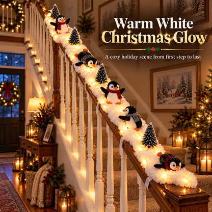 🐧 Light-Up Penguin Christmas Stair Garland – Turn Your Banister Into a Winter Wonderland ✨