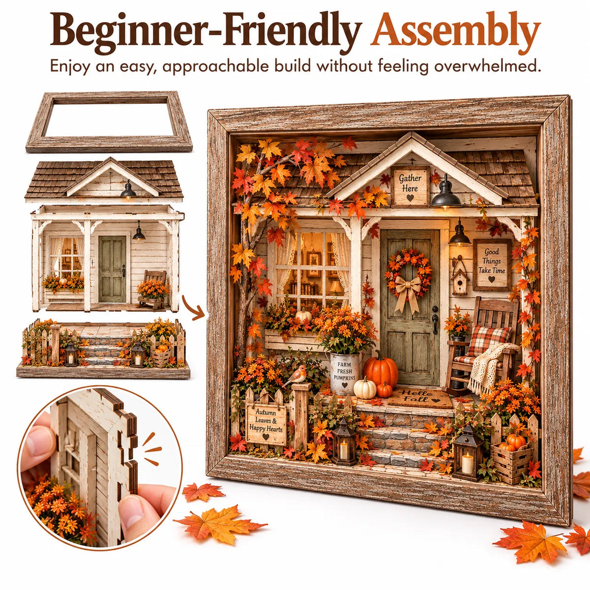 🍂 Vintage Autumn Porch Cottage DIY Shadow Box