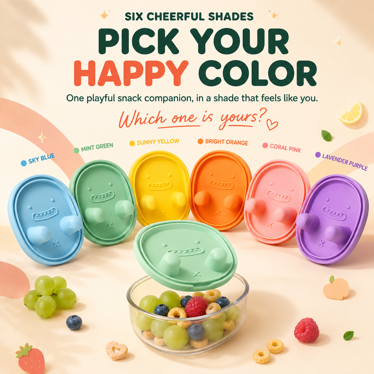 Snack & Grab Fruit Container – Built-In Finger Tongs for Less-Mess Snacking 🍇