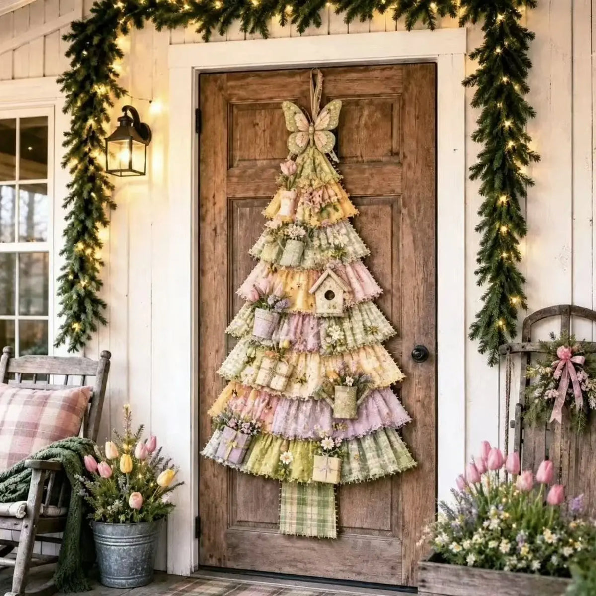 🚪 CHRISTMAS DOOR FAVORITE | Layered Fabric Tree Hanging – Space-Saving Holiday Decor for Front Doors & Entryways