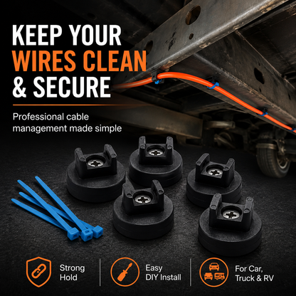 🔧 Universal Cable Tie Mount Clips – 🚗 Heavy Duty Wire Fixing Holders for Car, Truck, RV & DIY Cable Management