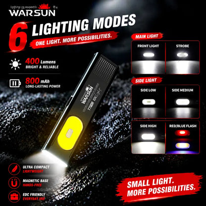 🔦 6-Mode Pocket EDC Flashlight — Magnetic Base, Side Light & USB-C Rechargeable