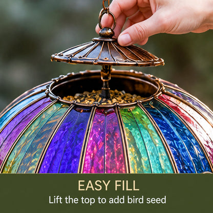 Stained Glass Hot Air Balloon Bird Feeder Fountain🐦