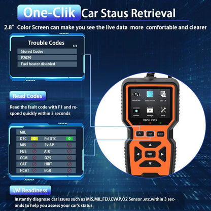Car OBD2 Scanner Diagnostic Tool, Car Voltage Tester Engine Fault Code Scanner