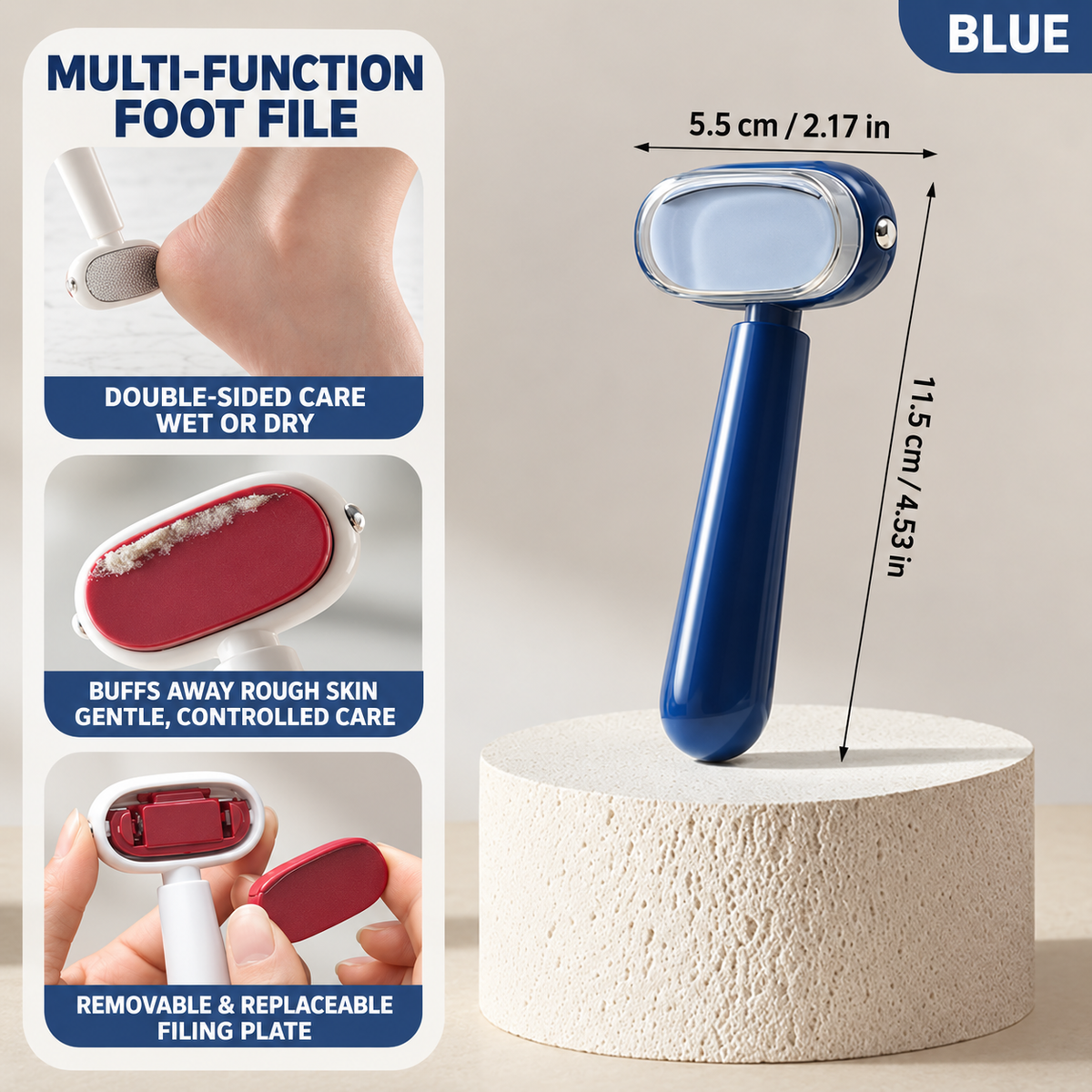 🦶 2-in-1 Wet & Dry Foot File – Double-Sided Callus Remover