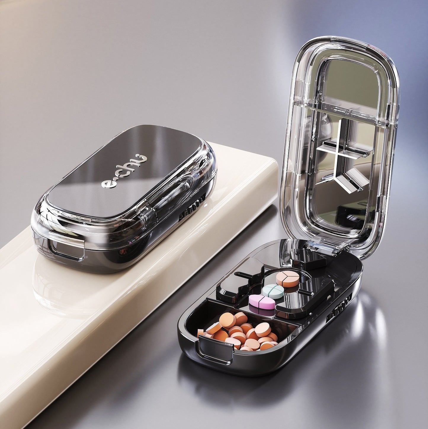 Pill Splitter Box-3-in-1 Medicine Cutter for 1/4 1/2 & 1/3 Doses