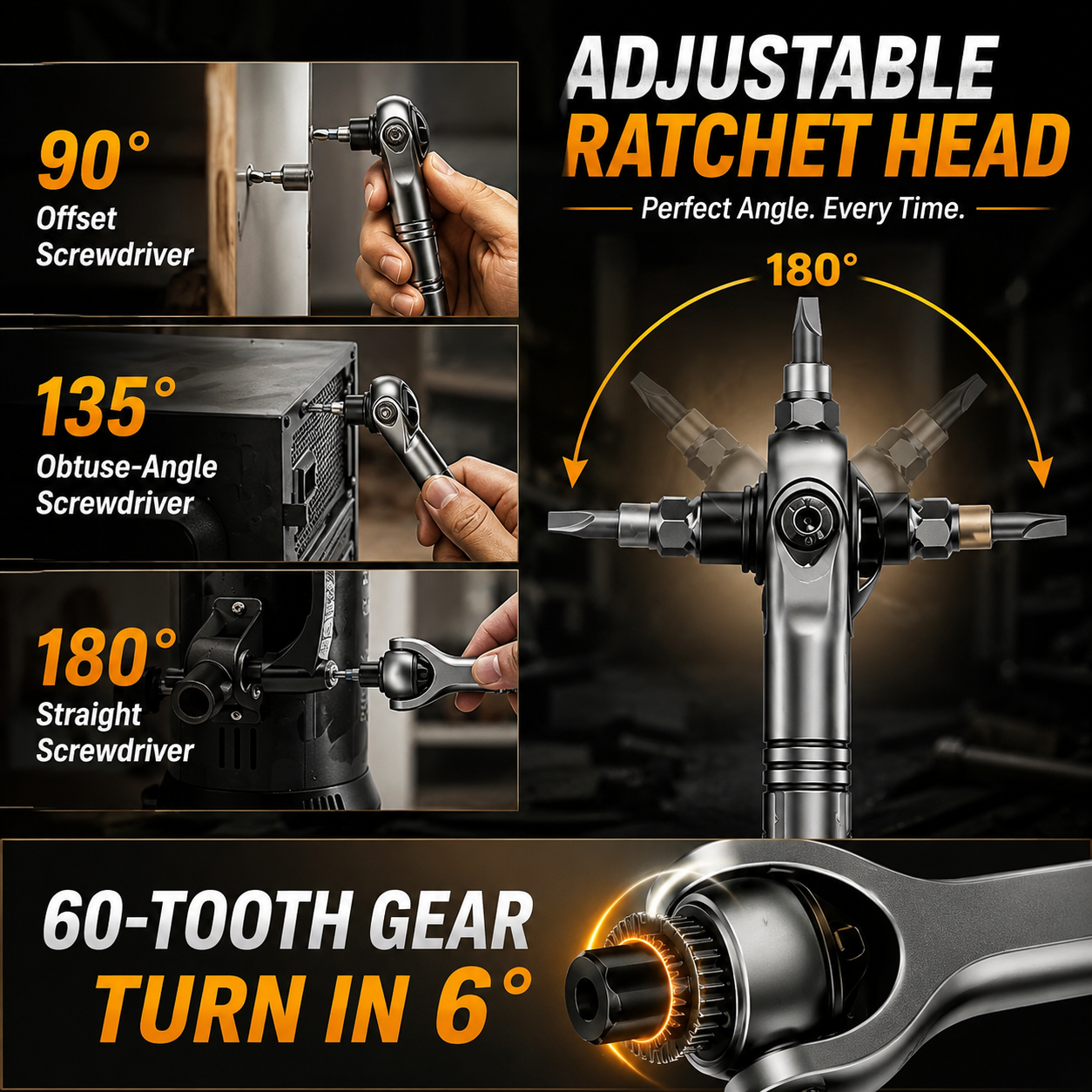 40 in 1 Ratchet Screwdriver Set, 60-Tooth Magnetic Ratcheting Screwdriver Set with 180° Rotating Ratchet Head