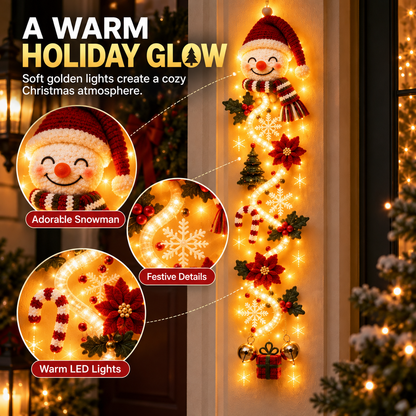 ☃️ Lighted Snowman Christmas Hanging Decor – Warm Holiday Porch & Doorway Decoration