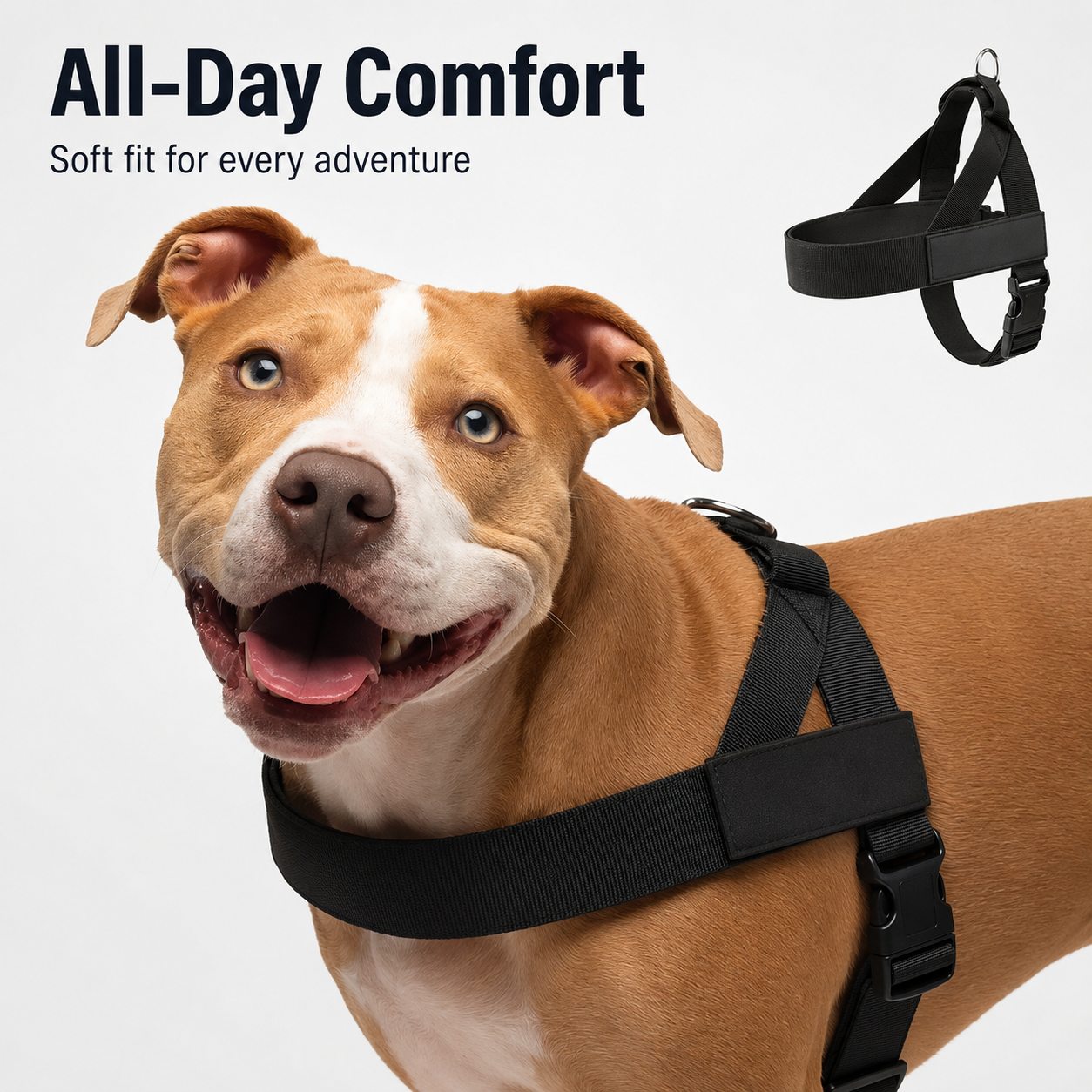 🐾 Comfortable & All-Day Dog Harness – Adjustable, No-Pull, Safe for All Breeds