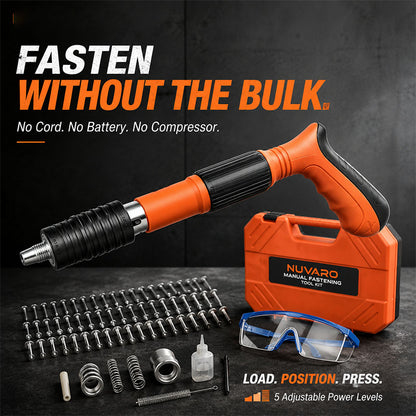 🔨 5-Level Manual Fastening Tool Kit – Cordless DIY Wall Fastener with 100 Nails