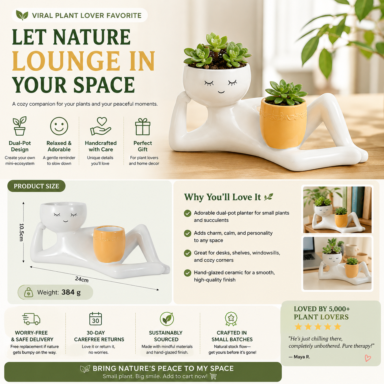 🌿 Goofy Garden Dual Pot Planter | Viral Plant Lover Gift