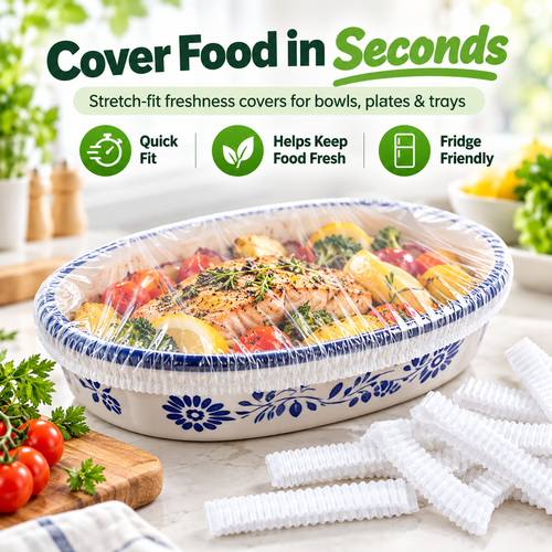 🥗 Elastic Food Storage Covers – Stretch Fresh-Keeping Bags for Bowls, Plates & Trays