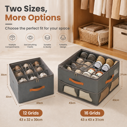 ✨ Foldable Shoe Storage Organizer – Dustproof Clear Cover Closet Box With Compartments