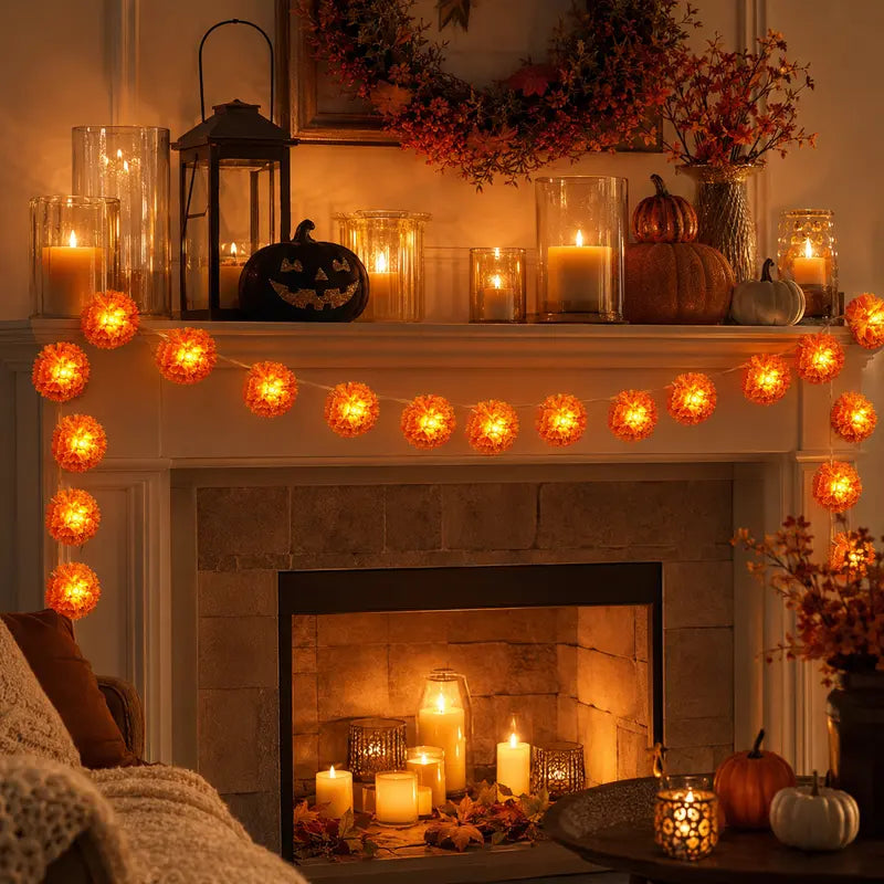 🌼 Marigold Flower String Lights