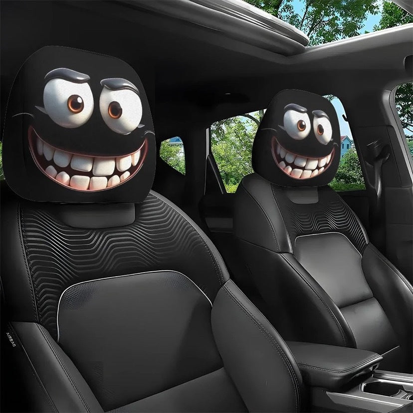 👁️ Funny Horror Car Headrest Covers (2PCS) | Universal Stretch Fit Car Seat Decor