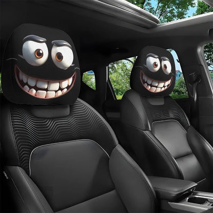 👁️ Funny Horror Car Headrest Covers (2PCS) | Universal Stretch Fit Car Seat Decor